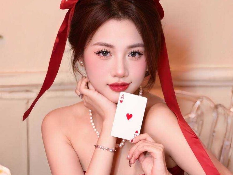Bàn chơi Baccarat sang trọng với các lá bài và chip cược